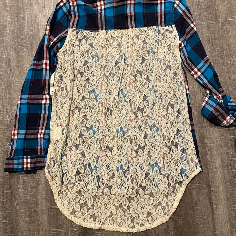 Altar'd State Blue & Navy Plaid Button-Down Shirt - Picture 5 of 5